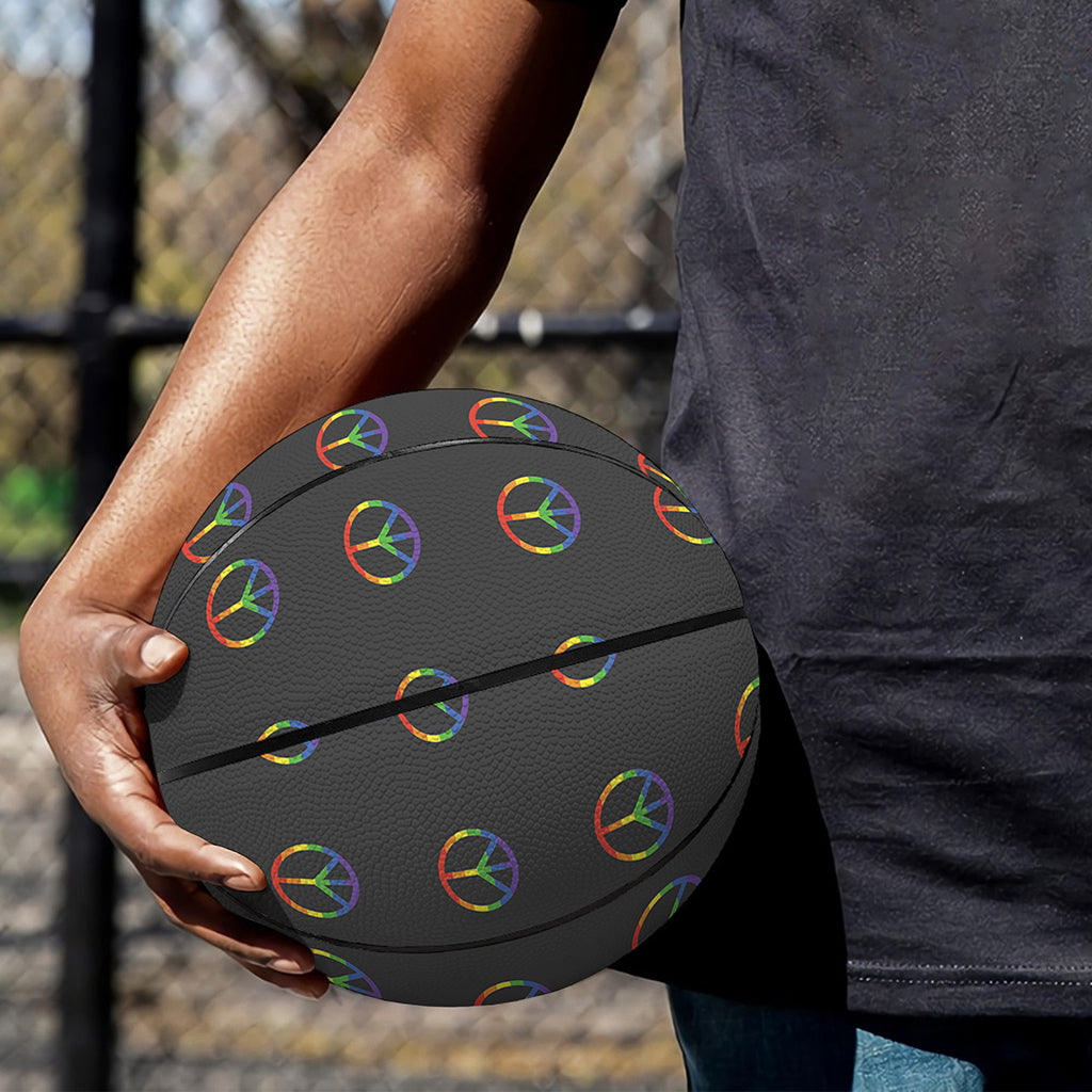 Rainbow LGBT Peace Sign Pattern Print Basketball