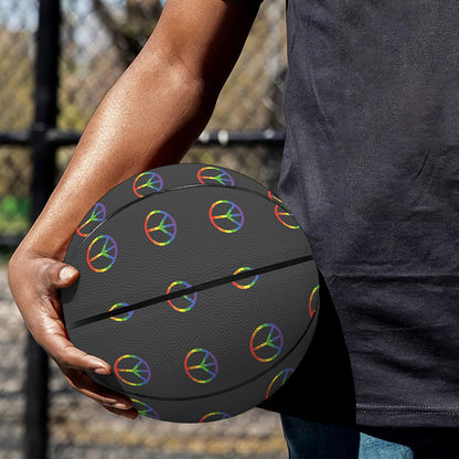 Rainbow LGBT Peace Sign Pattern Print Basketball