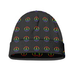 Rainbow LGBT Peace Sign Pattern Print Beanie