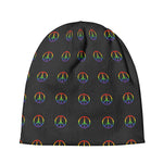 Rainbow LGBT Peace Sign Pattern Print Beanie