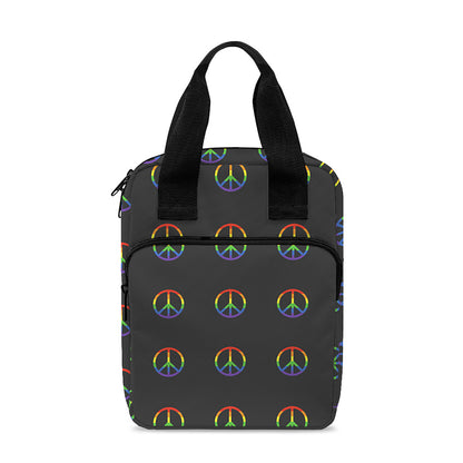 Rainbow LGBT Peace Sign Pattern Print Bible Tote Bag
