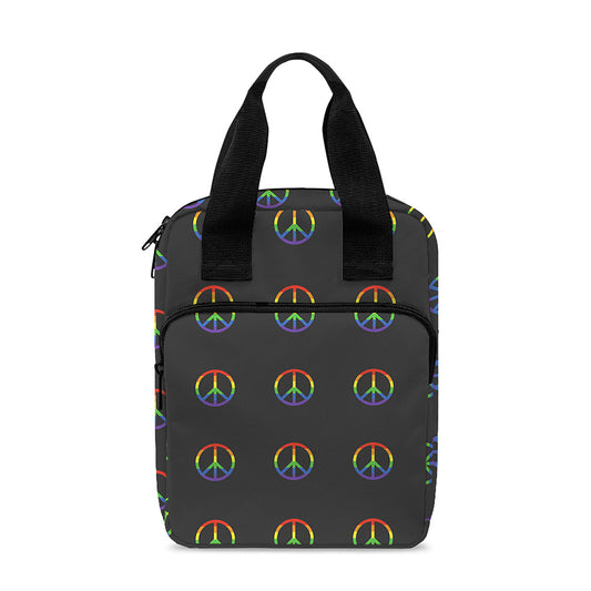 Rainbow LGBT Peace Sign Pattern Print Bible Tote Bag