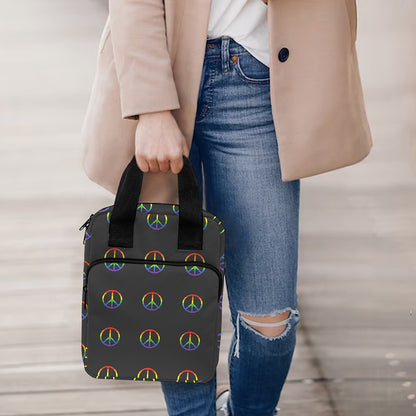 Rainbow LGBT Peace Sign Pattern Print Bible Tote Bag