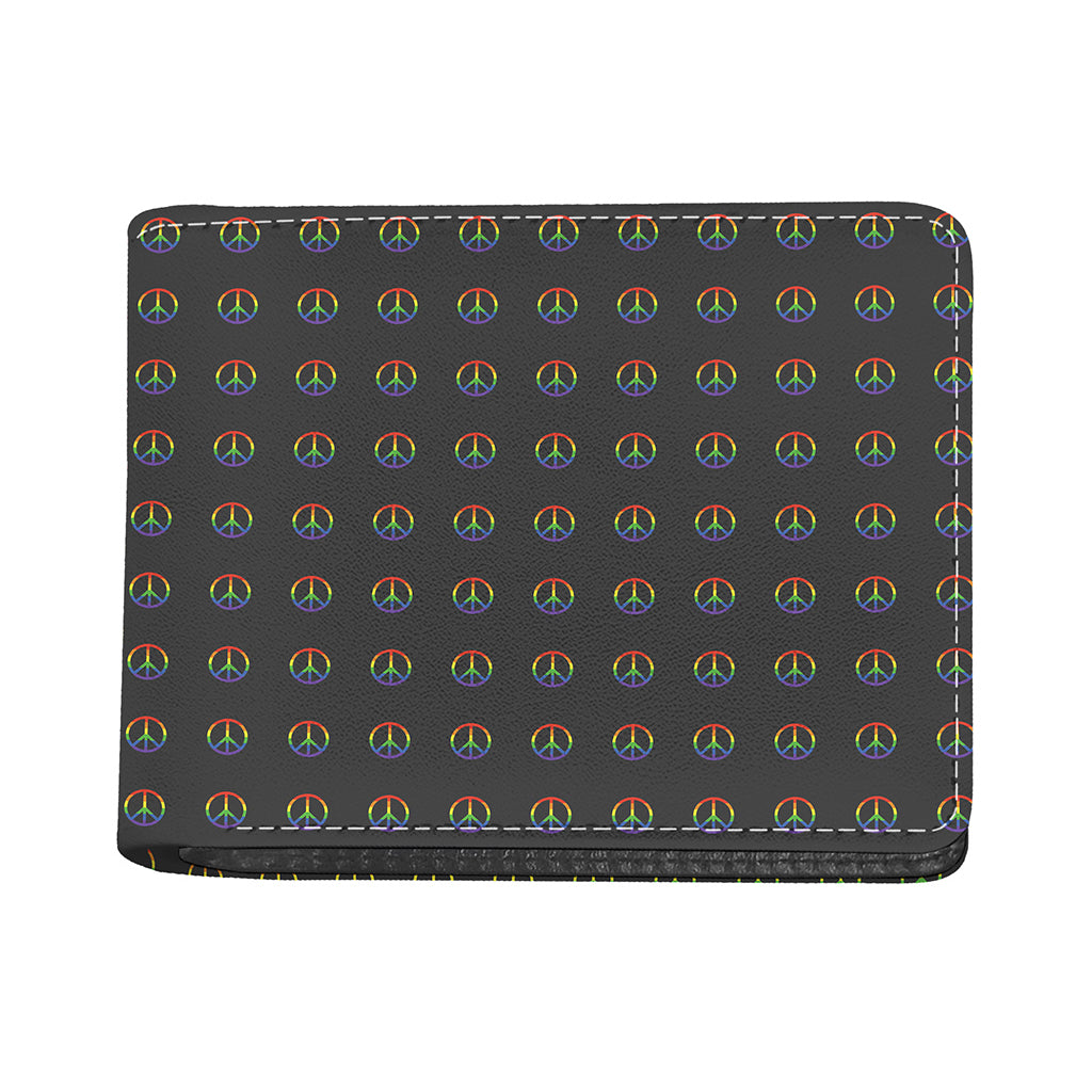 Rainbow LGBT Peace Sign Pattern Print Bifold Wallet