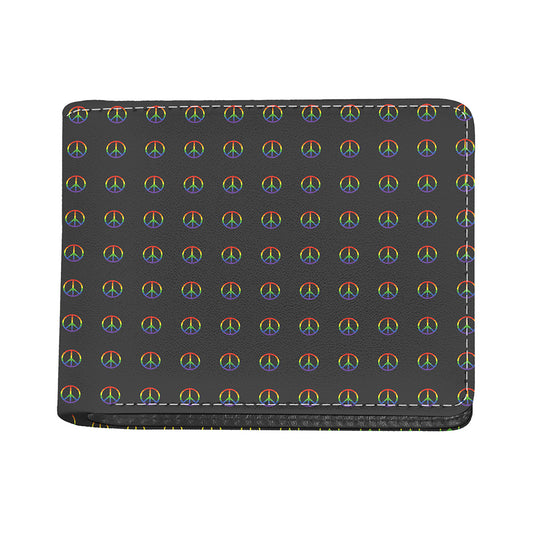 Rainbow LGBT Peace Sign Pattern Print Bifold Wallet