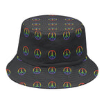 Rainbow LGBT Peace Sign Pattern Print Bucket Hat