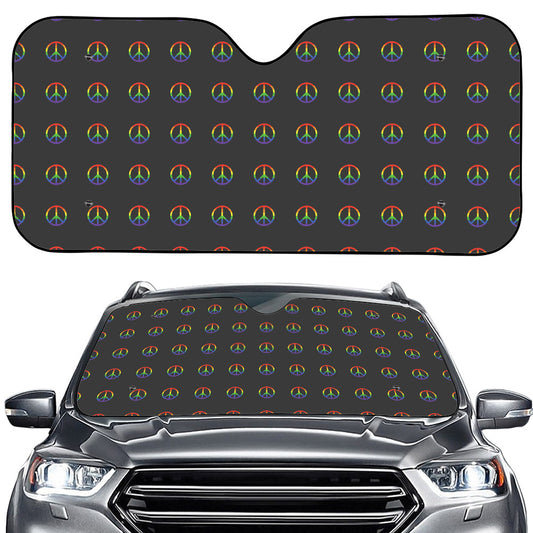 Rainbow LGBT Peace Sign Pattern Print Car Windshield Sun Shade