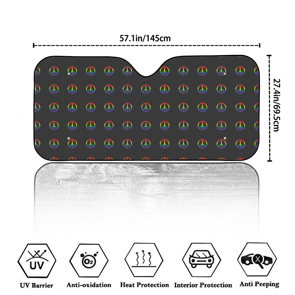 Rainbow LGBT Peace Sign Pattern Print Car Windshield Sun Shade