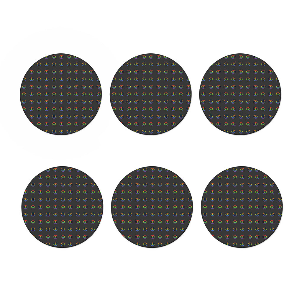 Rainbow LGBT Peace Sign Pattern Print Coaster Set