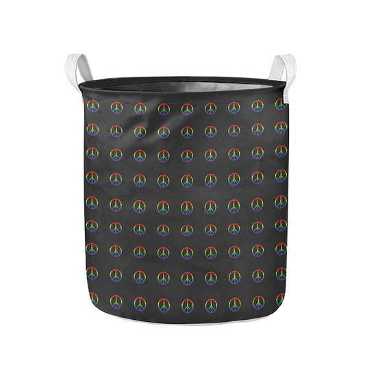 Rainbow LGBT Peace Sign Pattern Print Collapsible Laundry Basket
