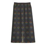 Rainbow LGBT Peace Sign Pattern Print Cotton Front Slit Maxi Skirt