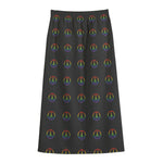 Rainbow LGBT Peace Sign Pattern Print Cotton Front Slit Maxi Skirt