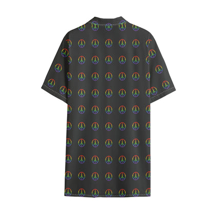 Rainbow LGBT Peace Sign Pattern Print Cotton Hawaiian Shirt