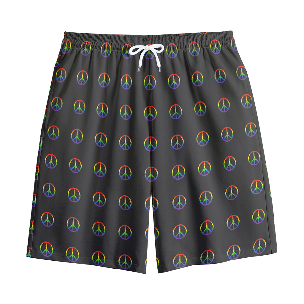 Rainbow LGBT Peace Sign Pattern Print Cotton Shorts