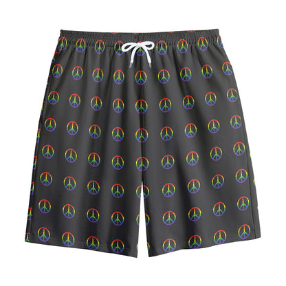 Rainbow LGBT Peace Sign Pattern Print Cotton Shorts