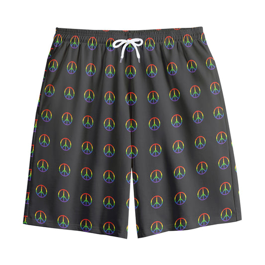 Rainbow LGBT Peace Sign Pattern Print Cotton Shorts