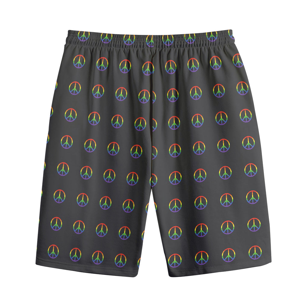 Rainbow LGBT Peace Sign Pattern Print Cotton Shorts