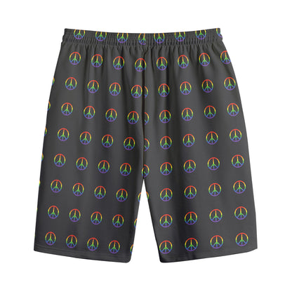 Rainbow LGBT Peace Sign Pattern Print Cotton Shorts