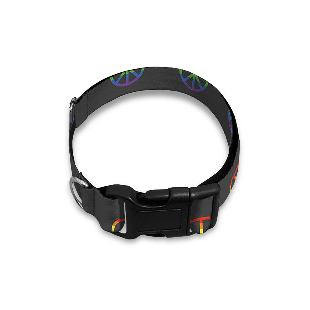 Rainbow LGBT Peace Sign Pattern Print Dog Collar