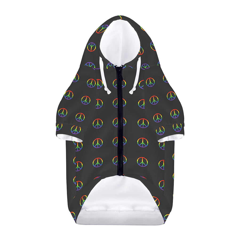 Rainbow LGBT Peace Sign Pattern Print Dog Zip Up Hoodie
