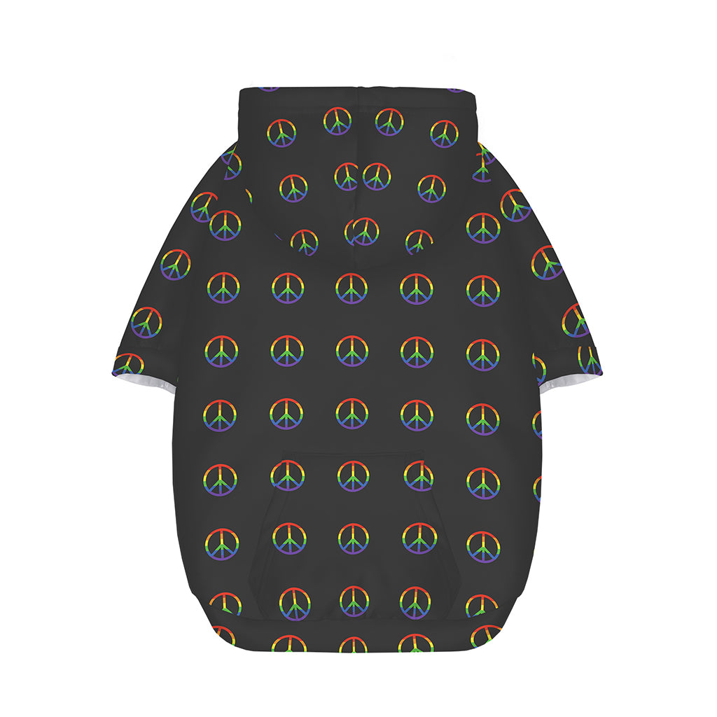 Rainbow LGBT Peace Sign Pattern Print Dog Zip Up Hoodie