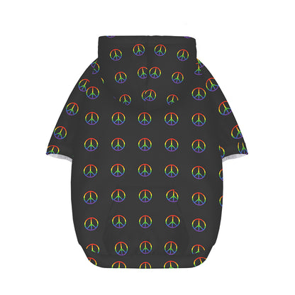 Rainbow LGBT Peace Sign Pattern Print Dog Zip Up Hoodie