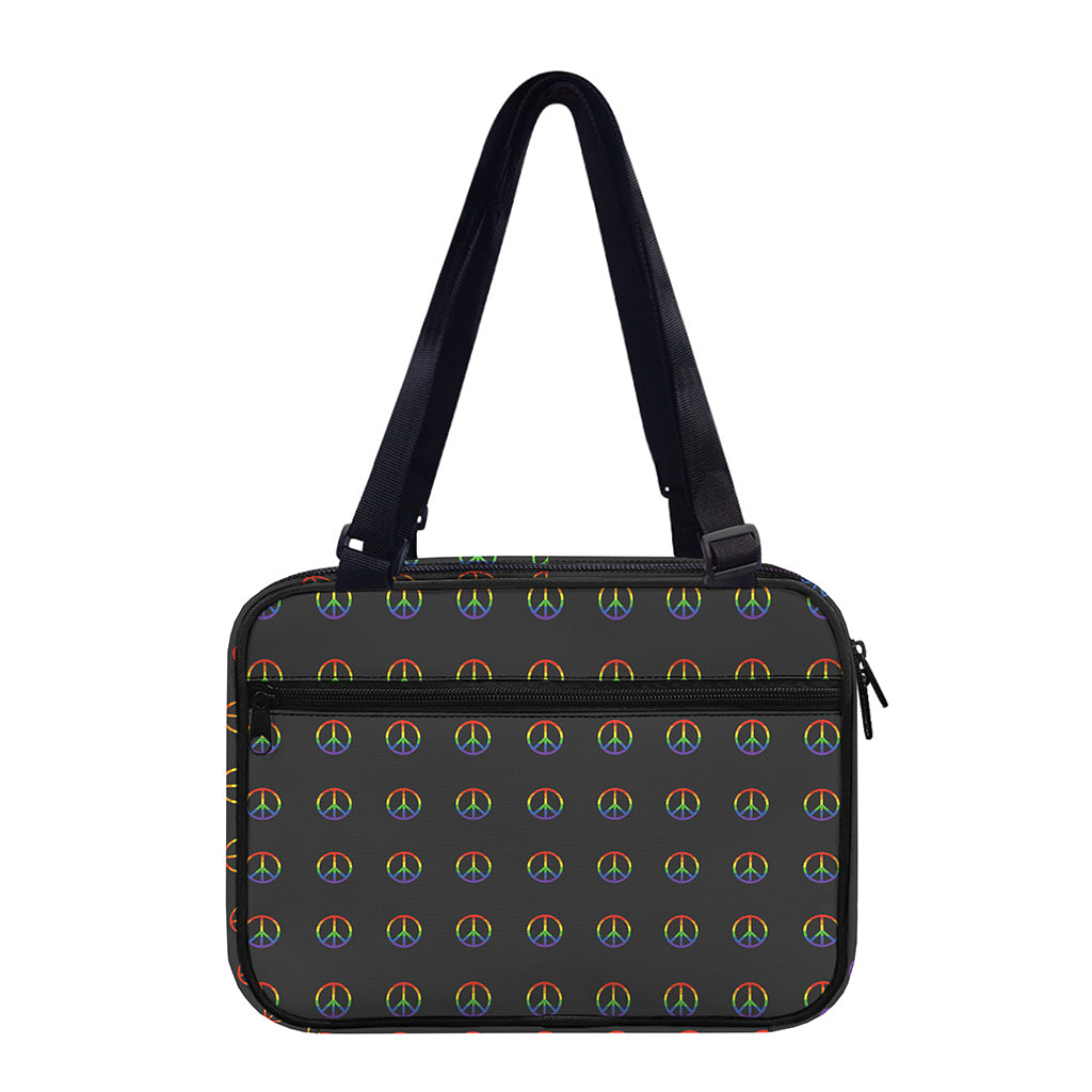 Rainbow LGBT Peace Sign Pattern Print Double Strap Bible Bag