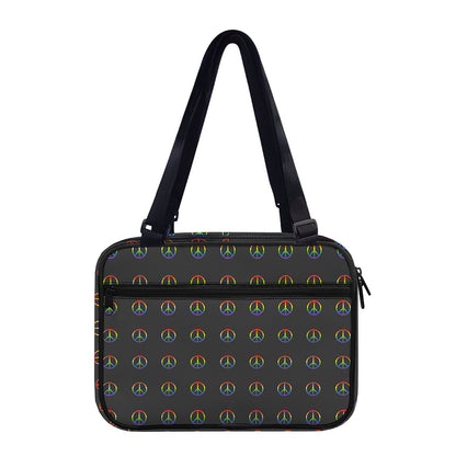 Rainbow LGBT Peace Sign Pattern Print Double Strap Bible Bag