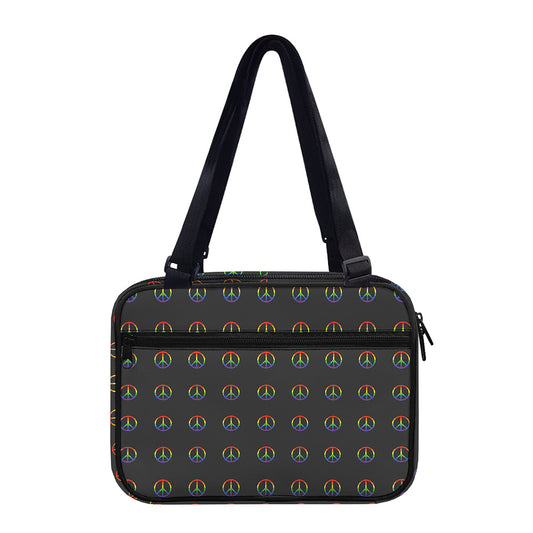 Rainbow LGBT Peace Sign Pattern Print Double Strap Bible Bag