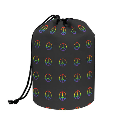 Rainbow LGBT Peace Sign Pattern Print Drawstring Makeup Bag
