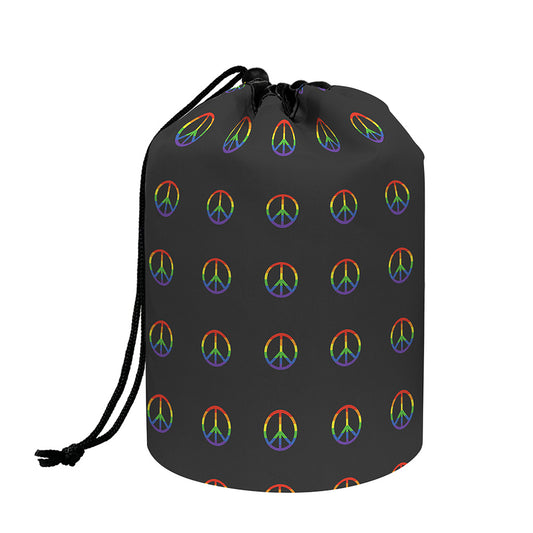 Rainbow LGBT Peace Sign Pattern Print Drawstring Makeup Bag