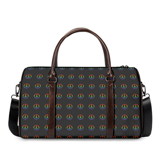 Rainbow LGBT Peace Sign Pattern Print Duffle Bag