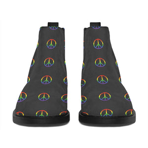 Rainbow LGBT Peace Sign Pattern Print Flat Ankle Boots