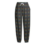 Rainbow LGBT Peace Sign Pattern Print Fleece Lined Knit Pants