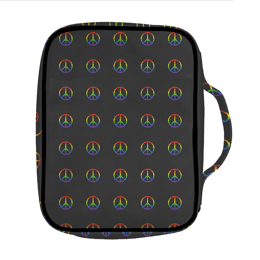 Rainbow LGBT Peace Sign Pattern Print Front Pocket Bible Bag