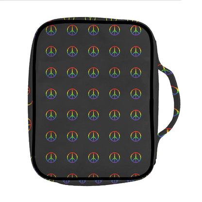 Rainbow LGBT Peace Sign Pattern Print Front Pocket Bible Bag