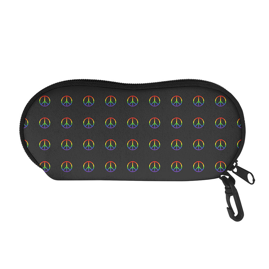 Rainbow LGBT Peace Sign Pattern Print Glasses Case