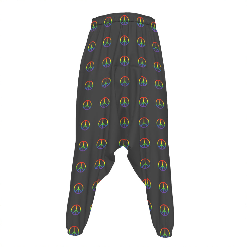 Rainbow LGBT Peace Sign Pattern Print Hammer Pants