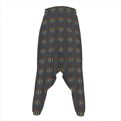 Rainbow LGBT Peace Sign Pattern Print Hammer Pants