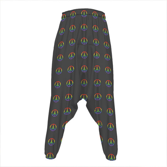 Rainbow LGBT Peace Sign Pattern Print Hammer Pants