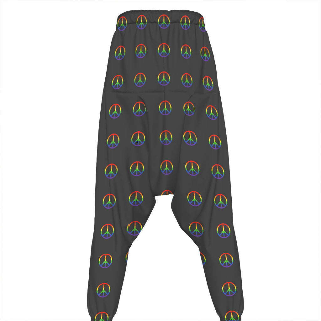 Rainbow LGBT Peace Sign Pattern Print Hammer Pants