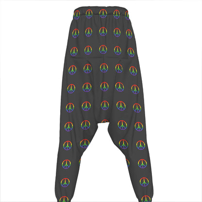 Rainbow LGBT Peace Sign Pattern Print Hammer Pants