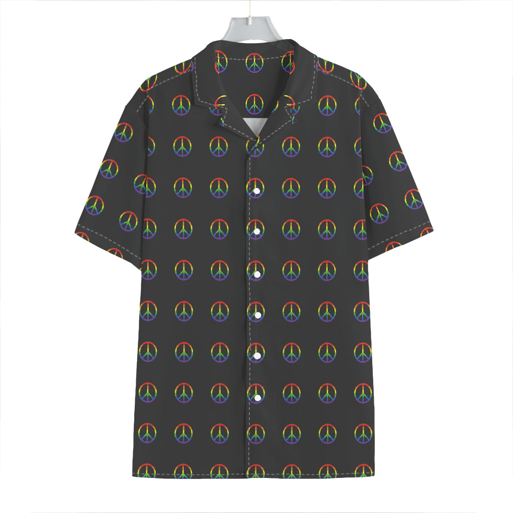 Rainbow LGBT Peace Sign Pattern Print Hawaiian Shirt