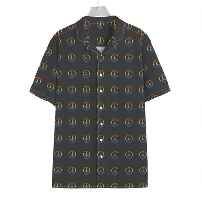 Rainbow LGBT Peace Sign Pattern Print Hawaiian Shirt