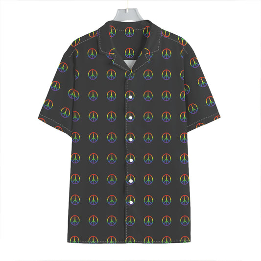 Rainbow LGBT Peace Sign Pattern Print Hawaiian Shirt