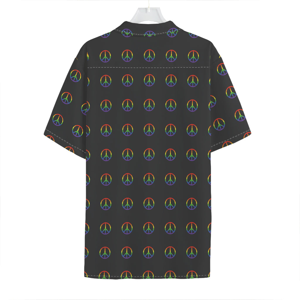 Rainbow LGBT Peace Sign Pattern Print Hawaiian Shirt