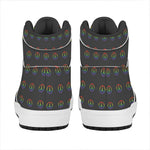 Rainbow LGBT Peace Sign Pattern Print High Top Leather Sneakers