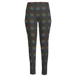 Rainbow LGBT Peace Sign Pattern Print High-Waisted Pocket Leggings