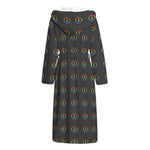 Rainbow LGBT Peace Sign Pattern Print Hooded Bathrobe