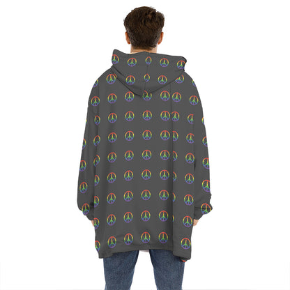 Rainbow LGBT Peace Sign Pattern Print Hoodie Blanket